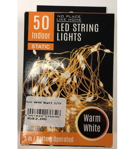 LED INDOORS STRING LIGHTS 5 METERS WARM WHITE BATTERY OPERATED 